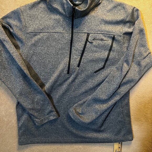 Eddie Bauer Men Large Heather Gray Black First Ascent 1/4 Zip Fleece Pullover - Picture 1 of 6